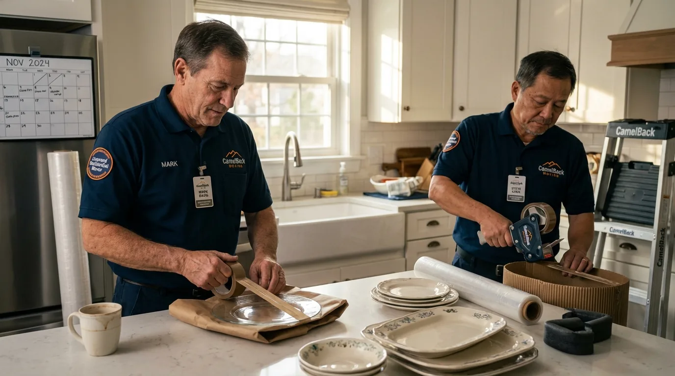 Professional crew packing kitchen dishware in Clarksville, AR